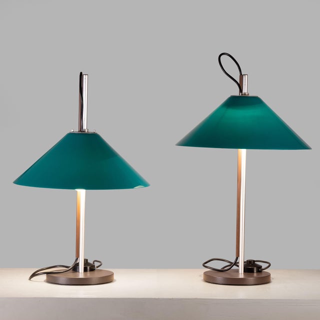 1970s Aggregato Lamps Mod. Green Tabletop by Enzo Mari for Artemide, 1974, Set of 2 For Sale - Image 5 of 12