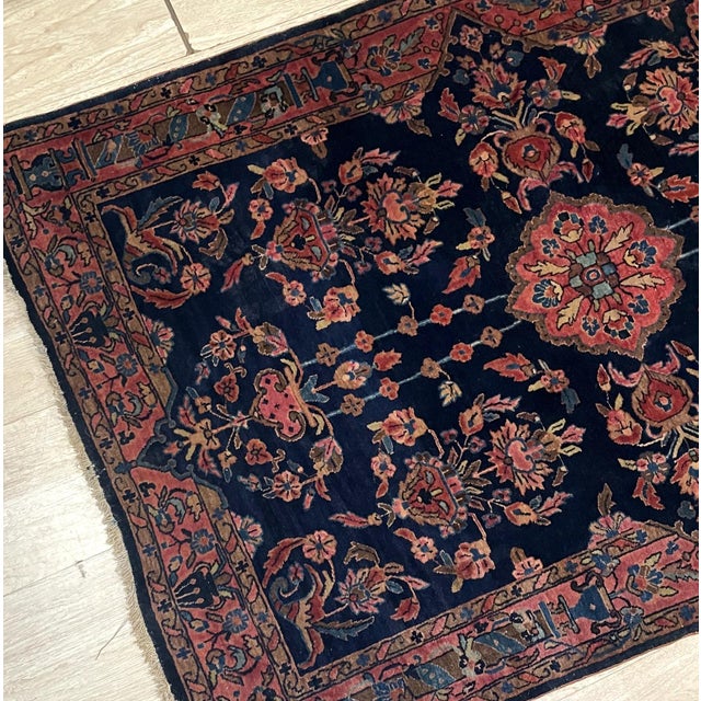 Persian Antique Persian Sarouk Mahajiran Rug 3.2' X 5.1' (97cm X 155cm) 1900s For Sale - Image 3 of 8