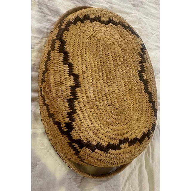 1920s Hand Woven Handled Hemp Basket For Sale - Image 4 of 6