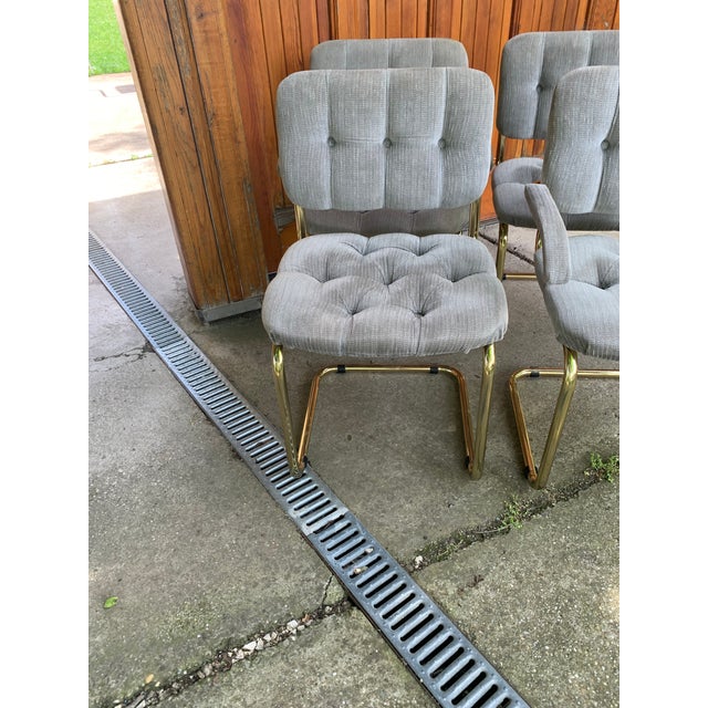 Vintage Italian Dining Chairs in Brass, 1970s, Set of 4 For Sale - Image 11 of 15