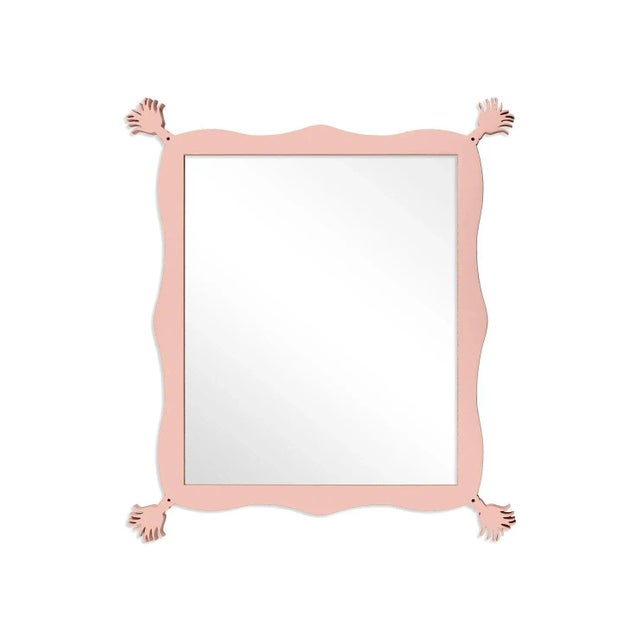 Contemporary Fleur Home Carnival Iko Iko Rectangle Mirror in Salmon Berry, 39x51 For Sale - Image 3 of 3
