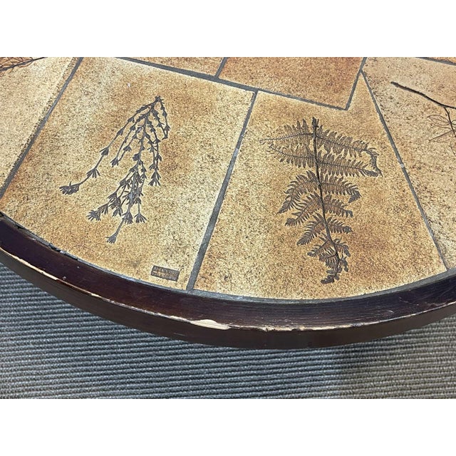 Beige Beechwood Coffee Table with Ceramic Top from Raymonde Leduc Vallauris, 1960s For Sale - Image 8 of 9