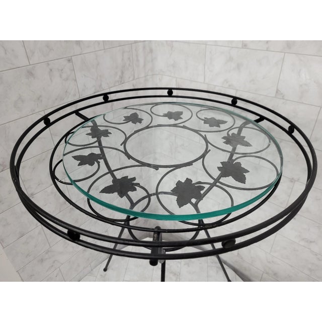 Vintage Atomic Mid Century Modern Black Iron Metal Round Accent Table For Sale - Image 4 of 11