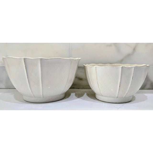 Beautiful pair of Blanc d’Ivoire Paris white fluted bowls, perfect for adding understated French elegance to your table or...