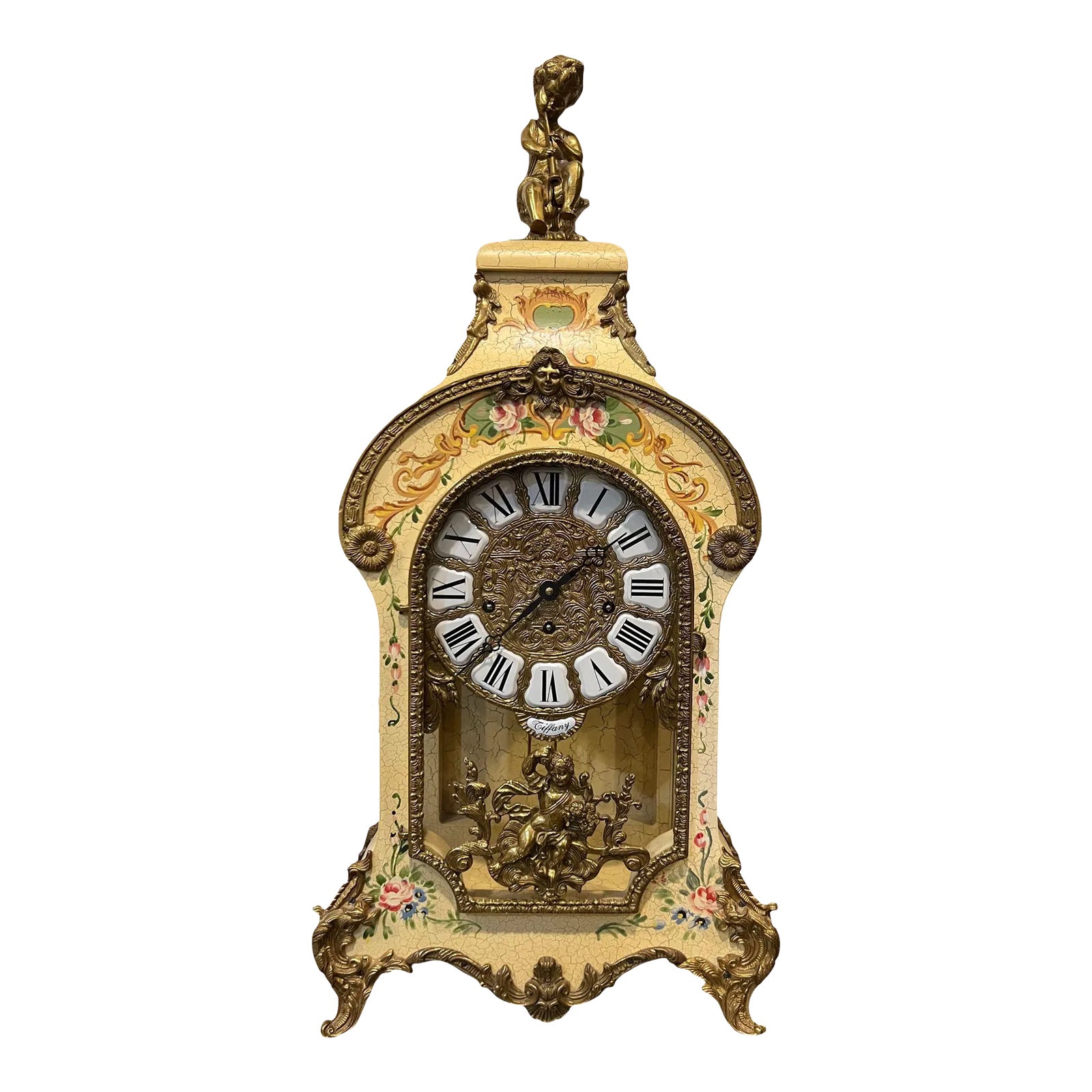 Vintage-Tiffany Mantle Shelf Clock Franz Hermle Made in Italy 1978