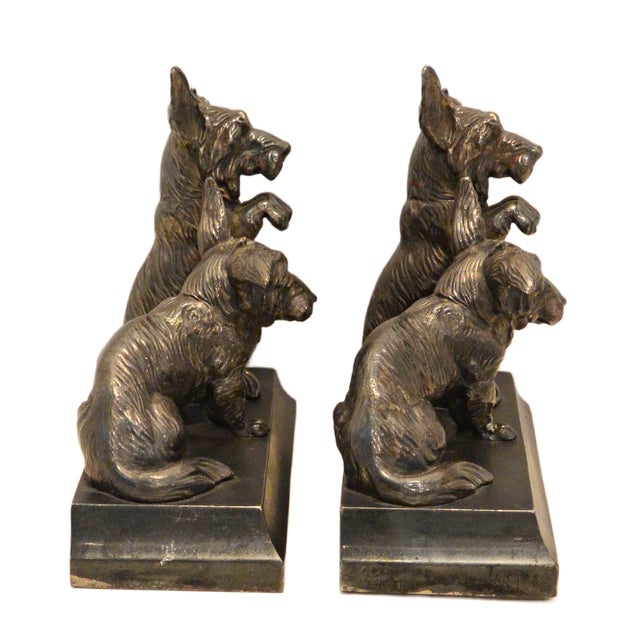 Jennings Bros. Antique Jennings Brothers Scottish Terrier Cast Bronze Bookends – Rare Begging Pair For Sale - Image 4 of 8