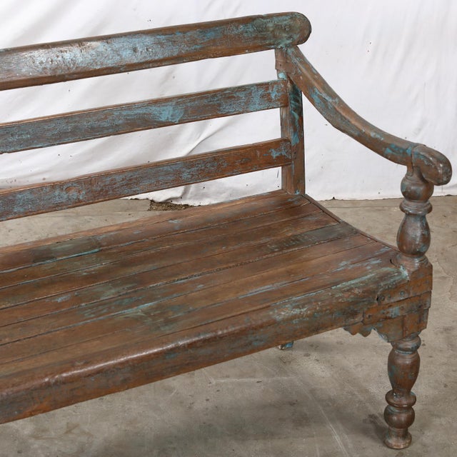 English Antique Anglo-Indian Teakwood Bench For Sale - Image 3 of 5