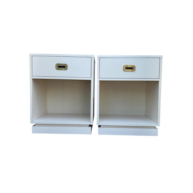 Pair of Vintage Campaign Style Bedside Tables For Sale - Image 11 of 11