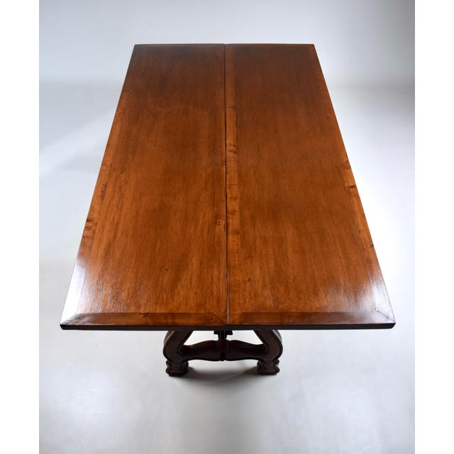 20th Century Spanish Fold Out Dining and Console Table With Iron Stretcher and Two Drawers For Sale - Image 16 of 17