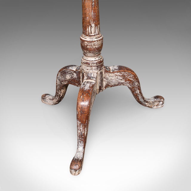 Brown Antique Pedestal Table, Painted Oak, Side, Lamp, Planter Stand, Georgian, c.1750 For Sale - Image 8 of 9