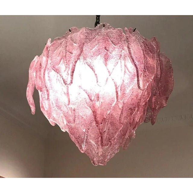 Pink Polar Murano Glass Chandeliers, Italy, 1970s, Set of 2 For Sale - Image 3 of 14