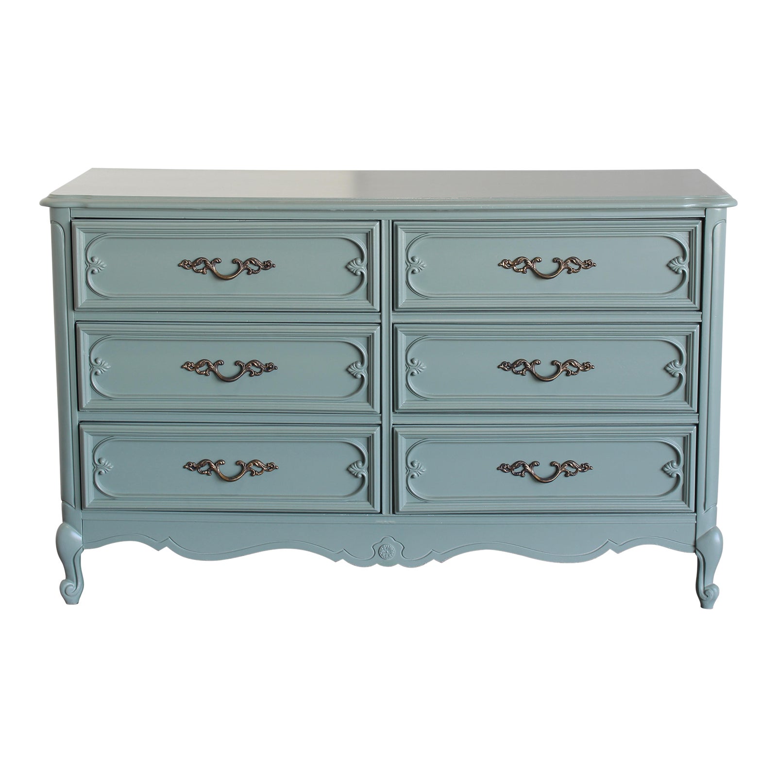 Vintage French Style Light Green Dresser of Eight Drawers Chairish