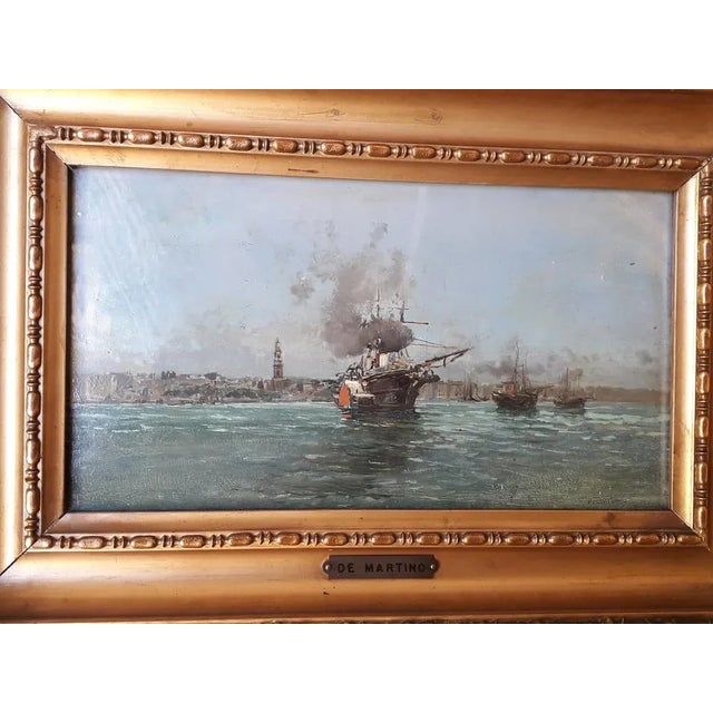 Oil painting on wood by the painter Eduardo de Martino. Queen Victoria appointed him Painter of His Majesty's Navy. In...