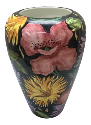 Vintage Large Italian Hand-Painted Porcelain Vase