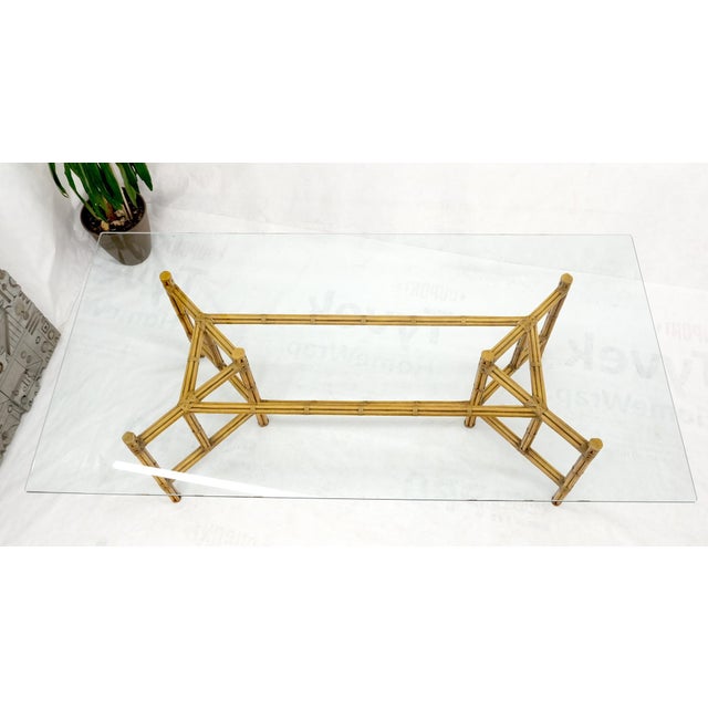 Mid-Century Modern thick glass bamboo frame McGuire dining conference table.