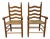 Vintage Country French Style Solid Oak Ladder Back Handwoven Rush Seat Armchairs For Sale