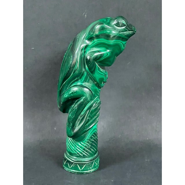 ITEM NAME: Handcarved Malchite Solid Stone Frog Sculpture ORIGIN: Russia AGES: Late 20th Century MATERIALS: Malachite...