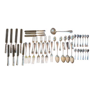 Vintage Krupp Berndorf Classic Baguette Silver Plate Flatware - 44 pcs For Sale