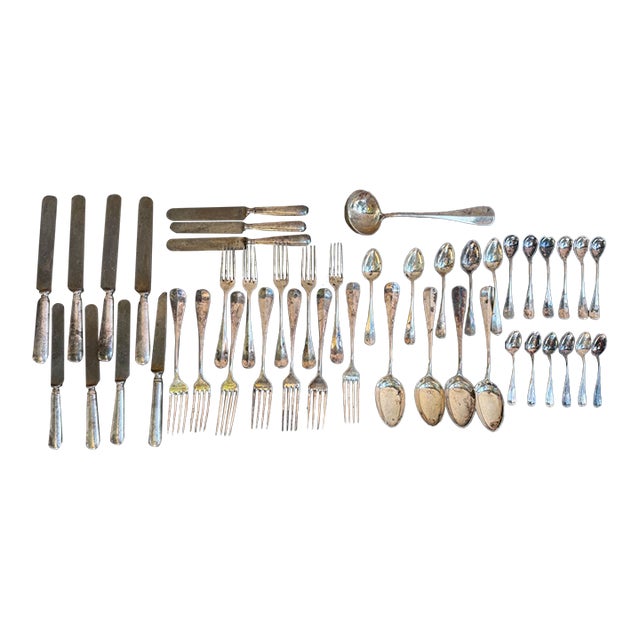Vintage Krupp Berndorf Classic Baguette Silver Plate Flatware - 44 pcs For Sale