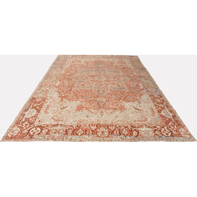Vintage Circa 1940 Heriz Rug 9ft 1in X 12ft 6in For Sale - Image 17 of 17