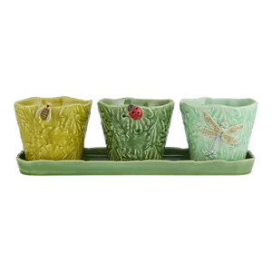 Bordallo Pinheiro Garden of Insects Flying Bugs Vases & Tray, Set of 4