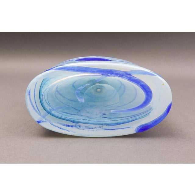 Glass Vintage Kosta Boda Sweden Bertil Vallien Galaxy Blue Art Glass Bottle Vase For Sale - Image 7 of 8