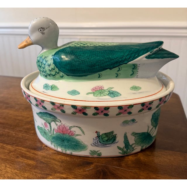 1970s Chinese Famille Rose Duck Tureen For Sale - Image 16 of 18