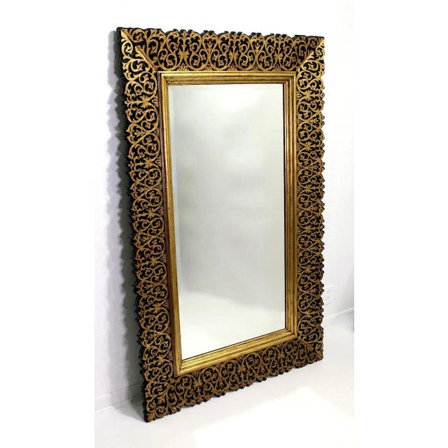 Large scale and impressive La Barge carved & gilt framed gold wall mirror (for Maitland Smith). This will not disappoint...