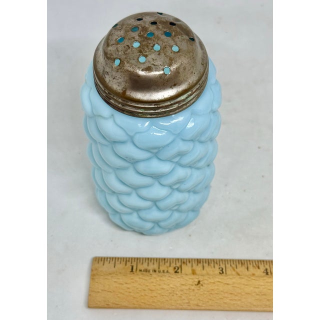 Attributed to Consolidated Glass Eapg Light Blue Opaline Cone/Pineapple Sugar Shaker C1890 Usa For Sale - Image 11 of 12