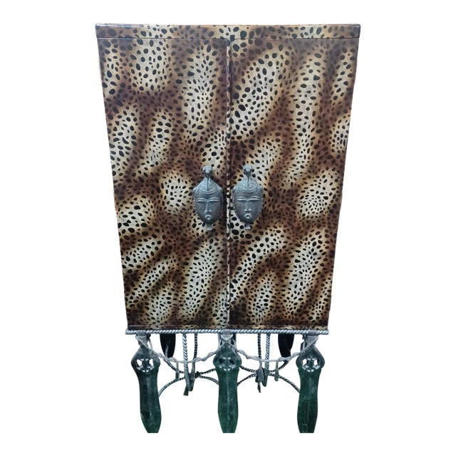 Late 20th Century Animal Print Maitland Smith Dry Bar For Sale