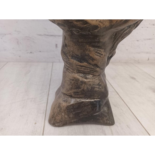 Gold Vintage Art Nouveau Bust of Young Woman, 1960 For Sale - Image 8 of 17