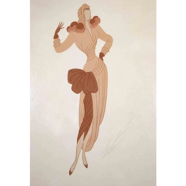 Tomorrow afternoon is a contemporary artwork realized in 1951 by erté (romain de tirtoff). Mixed colored gouache on paper....