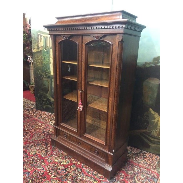Antique Bookcase, Victorian Bookcase With Glass Doors For Sale - Image 13 of 13