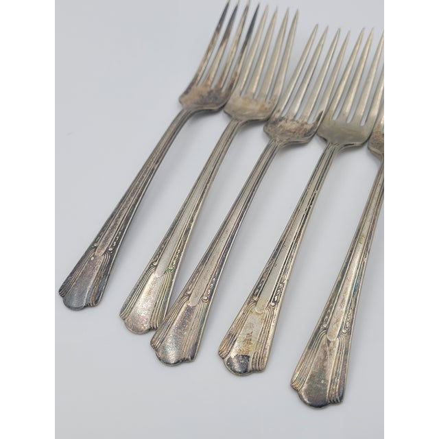 Silver Early 20th Century International Silver Co "Lady Betty" Silverplate Forks - Set of 5 For Sale - Image 8 of 9