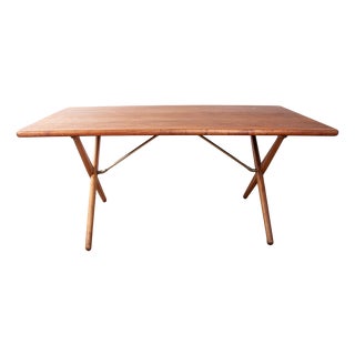 Danish Model at 303 Dining Table in Teak and Beech and Brass by Hans Wegner for Andreas Tuck, 1960 For Sale