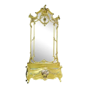 Palatial French Louis XV Gilded Tall Pier Mirror with Umbrella Holder circa 1890