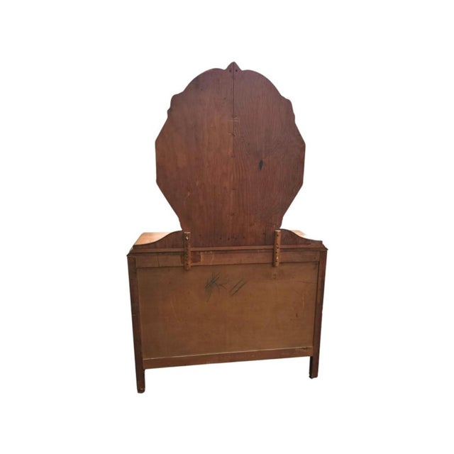 Early 20th Century Art Deco Chest Mahogany and Walnut Chest of Drawers With Mirror on Wheels For Sale - Image 10 of 10