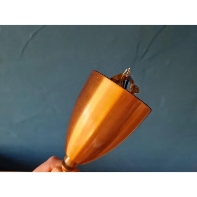 Modern Hanging Lamp in Copper and Rattan, 1970s For Sale - Image 6 of 7