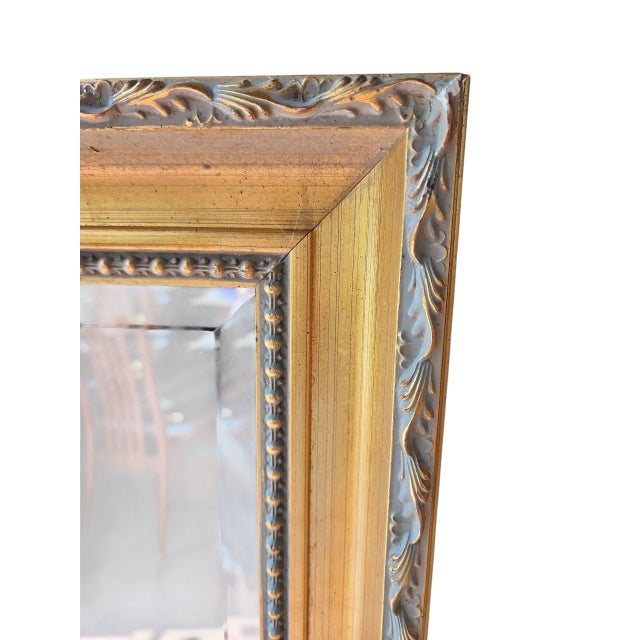 Large beautiful gilt framed wall mirror from defunct Carolina Mirror Company, in excellent condition. Beveled glass, fine...