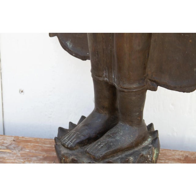 Tall Antique Bronze Thai Buddha For Sale - Image 9 of 12