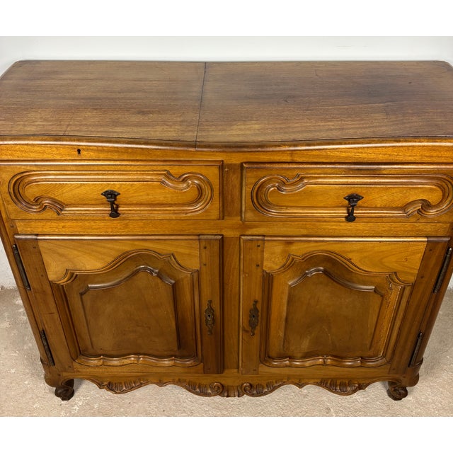 French Provincial Oak Server Cabinet With Sliding Shelves, Early 20th Century For Sale - Image 4 of 15