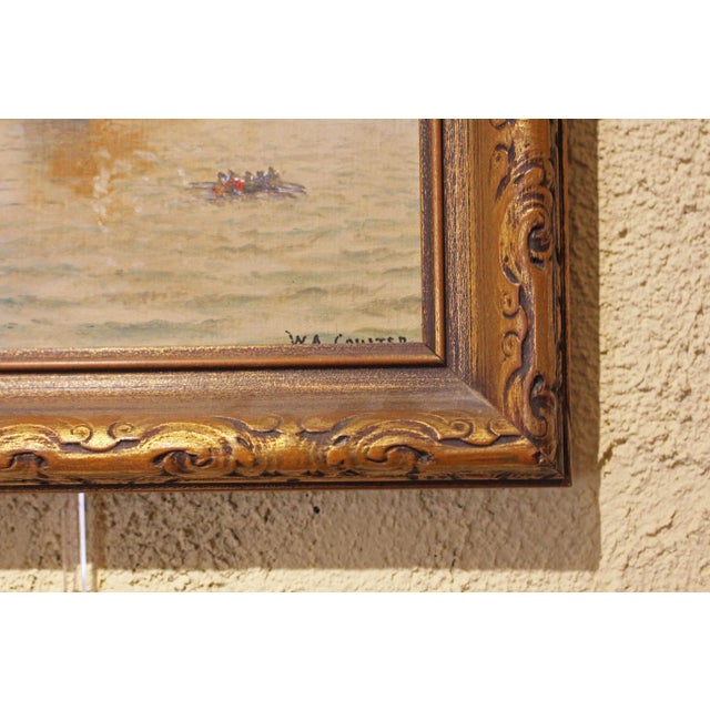 American Late 19th-Early 20th Century Oil Painting "Weighing Anchor" by William Coulter For Sale - Image 3 of 4