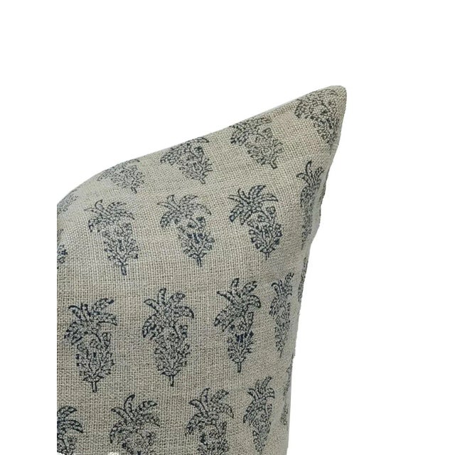 Farmhouse Fabdivine Block Print Decorative Throw Pillow Cover 20x20 Inch Khajur Butta For Sale - Image 3 of 5