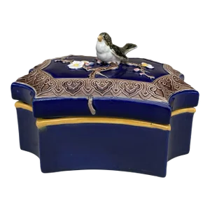 19th Century Victorian Majolica Bird Box Joseph Holdcroft