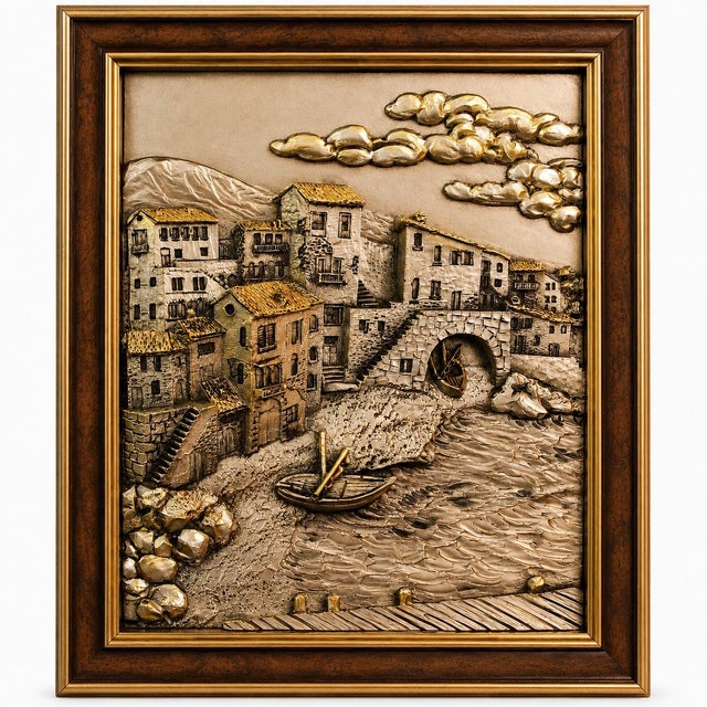 Italian 925 Silver-Plated Bronze Bas-Relief from Argenteria Darte Guerrini, 1990s For Sale - Image 4 of 11
