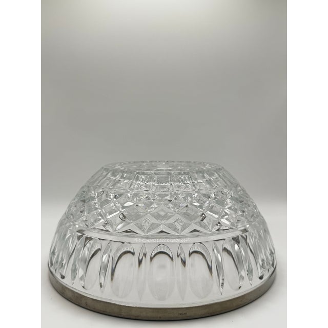 Vintage Heavy Cut Crystal, Silver Plated Rim For Sale - Image 4 of 11