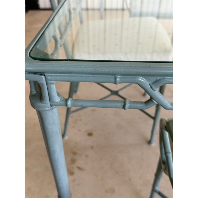 Mid-Century Modern Vintage Brown Jordan Calcutta Faux Bamboo Aluminum Five Piece Patio Dining Set For Sale - Image 3 of 12