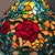 Vintage Art Nouveau Handcrafted Meyda Tiffany Style Rose Stained Glass Table Lamp For Sale - Image 4 of 12