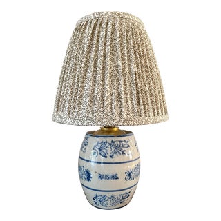Late 19th Century Small Raisin Jar Lamp With Custom Soane Britain Pleated Shade For Sale