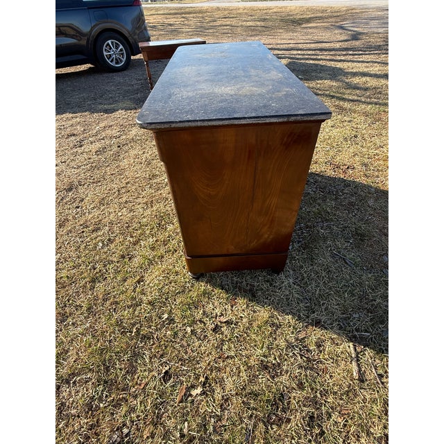 19th Century Louis Philippe Flam Mahogany Marble Top Chest of Drawer / Commodes For Sale - Image 11 of 12